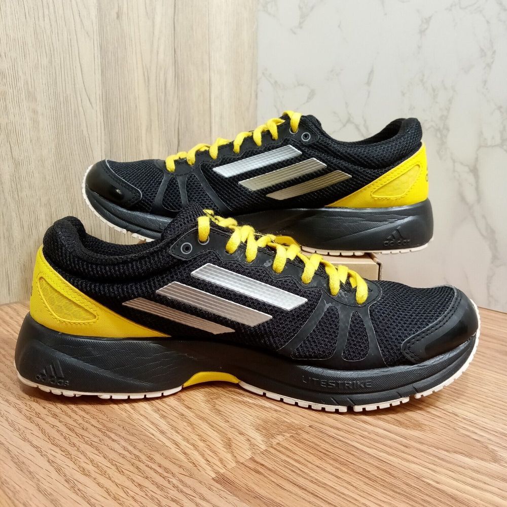 adidas Litestrike Mens Sz 7.5 (Womens 9.5) Black Yellow White G64765 run fast
